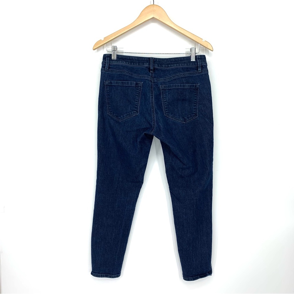 Ann Taylor LOFT Dark Wash Curvy Skinny Ankle Jeans With Side Zipper Detail - Picture 2 of 16